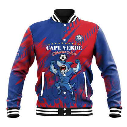 Custom Cape Verde Football Baseball Jacket Blue Sharks - Pride of the Islands - African Pride