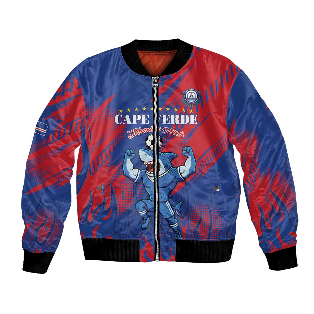 Custom Cape Verde Football Bomber Jacket Blue Sharks - Pride of the Islands - African Pride