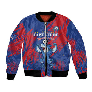 Custom Cape Verde Football Bomber Jacket Blue Sharks - Pride of the Islands - African Pride