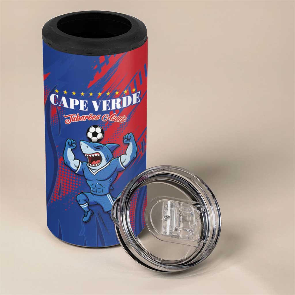Custom Cape Verde Football 4 in 1 Can Cooler Tumbler Blue Sharks - Pride of the Islands - African Pride