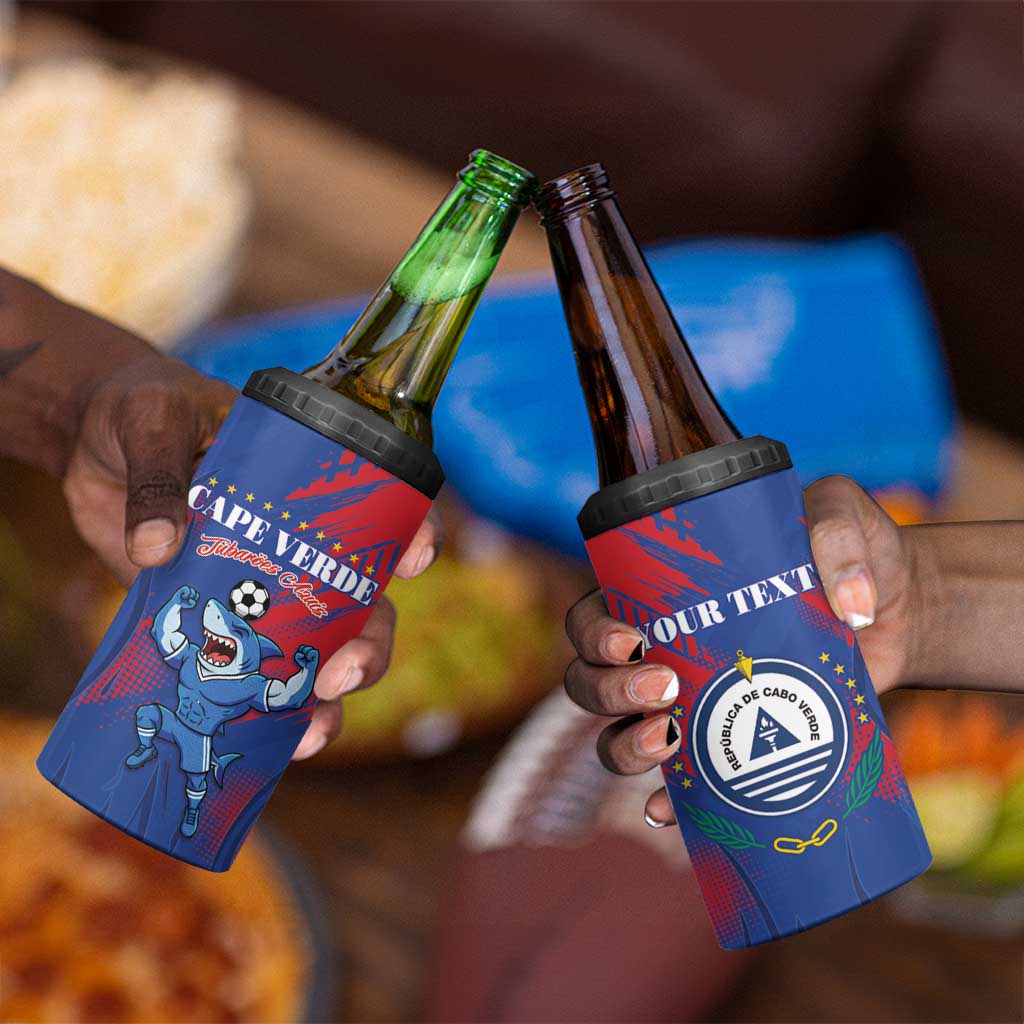 Custom Cape Verde Football 4 in 1 Can Cooler Tumbler Blue Sharks - Pride of the Islands - African Pride