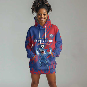 Custom Cape Verde Football Hoodie Dress Blue Sharks - Pride of the Islands - African Pride