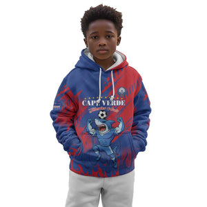 Custom Cape Verde Football Kid Hoodie Blue Sharks - Pride of the Islands - African Pride