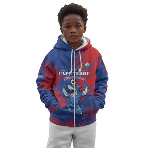 Custom Cape Verde Football Kid Hoodie Blue Sharks - Pride of the Islands - African Pride