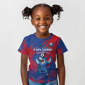 Custom Cape Verde Football Kid T shirt Blue Sharks - Pride of the Islands - African Pride
