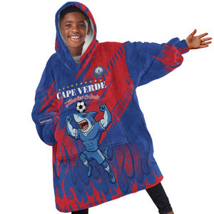 Custom Cape Verde Football Kid Wearable Blanket Hoodie Blue Sharks - Pride of the Islands - African Pride