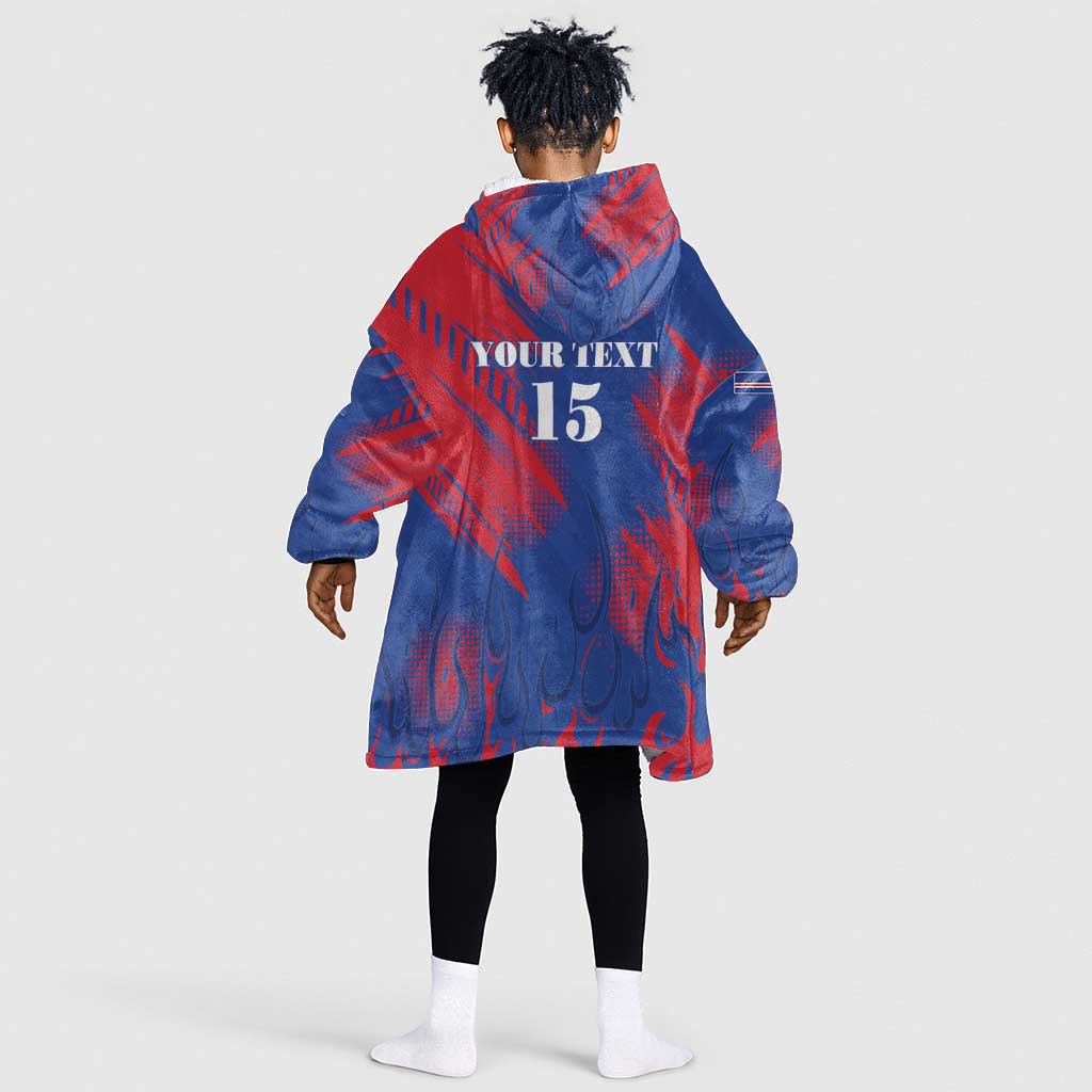 Custom Cape Verde Football Kid Wearable Blanket Hoodie Blue Sharks - Pride of the Islands - African Pride