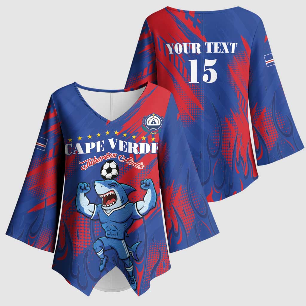 Custom Cape Verde Football Kimono Sleeve Blouse One Team One Victory
