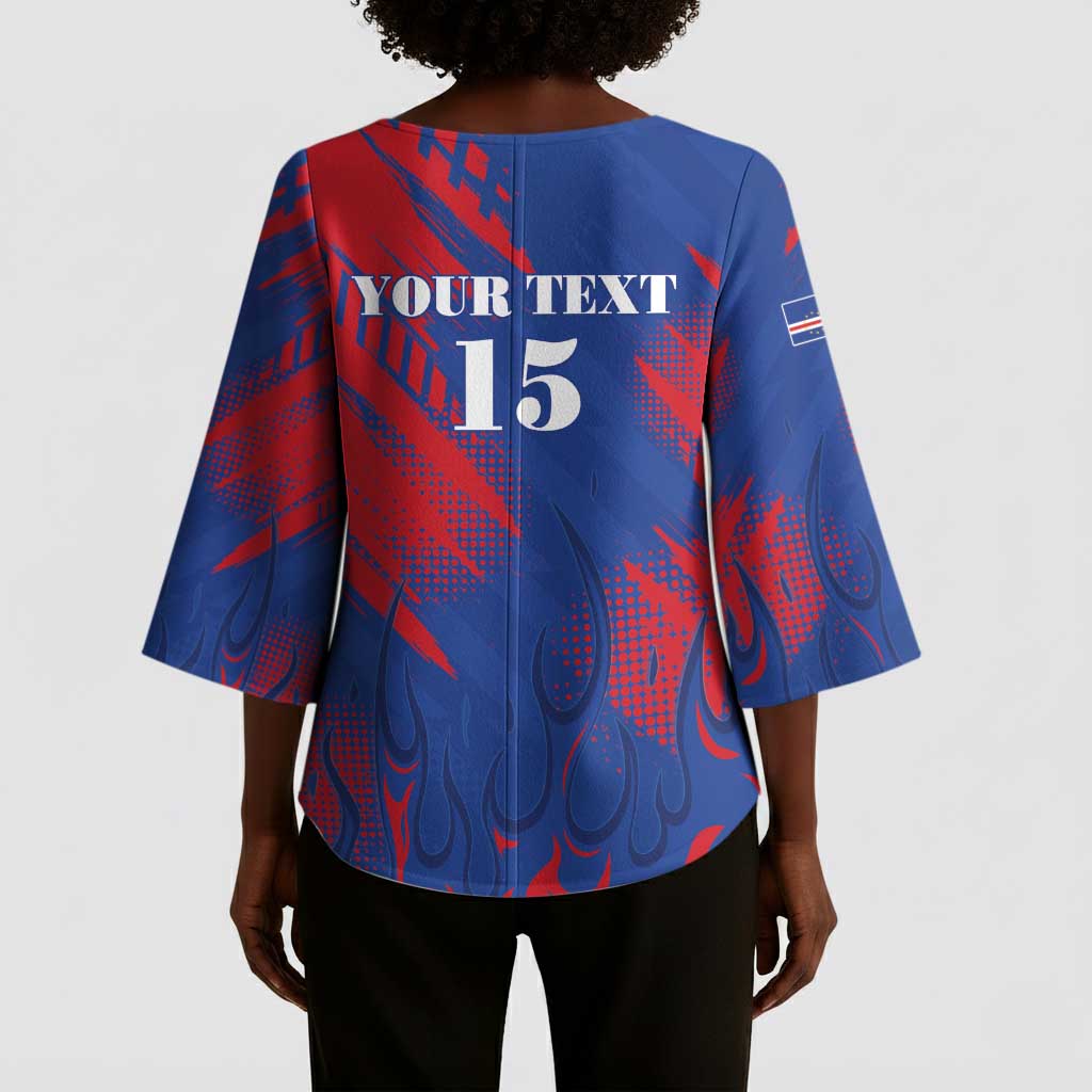 Custom Cape Verde Football Kimono Sleeve Blouse One Team One Victory