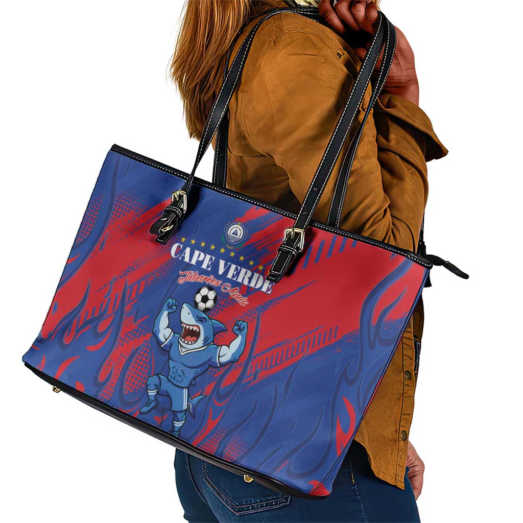Cape Verde Football Leather Tote Bag Blue Sharks - Pride of the Islands - African Pride