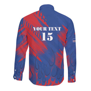 Custom Cape Verde Football Long Sleeve Button Shirt Blue Sharks - Pride of the Islands - African Pride