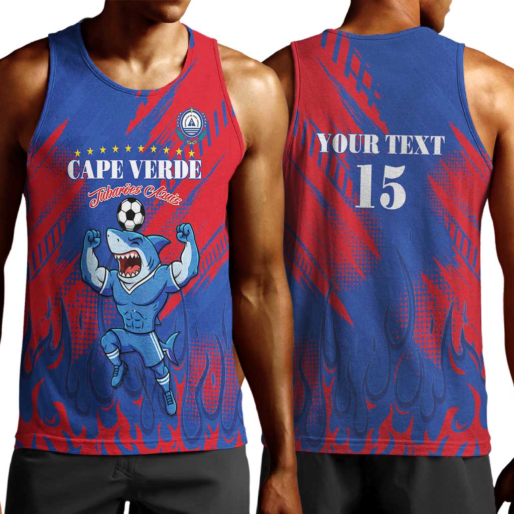 Custom Cape Verde Football Men Tank Top Blue Sharks - Pride of the Islands - African Pride