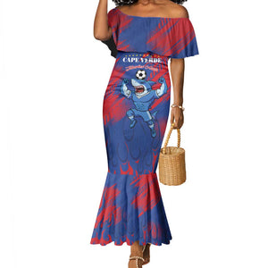 Custom Cape Verde Football Mermaid Dress Blue Sharks - Pride of the Islands - African Pride