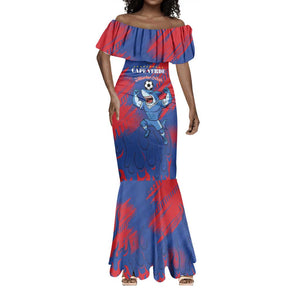 Custom Cape Verde Football Mermaid Dress Blue Sharks - Pride of the Islands - African Pride