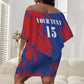 Custom Cape Verde Football Off Shoulder Short Dress Blue Sharks - Pride of the Islands - African Pride