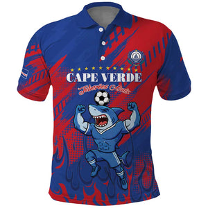 Custom Cape Verde Football Polo Shirt Blue Sharks - Pride of the Islands - African Pride