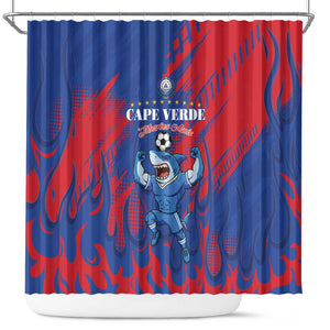 Cape Verde Football Shower Curtain Blue Sharks - Pride of the Islands - African Pride