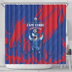 Cape Verde Football Shower Curtain Blue Sharks - Pride of the Islands - African Pride