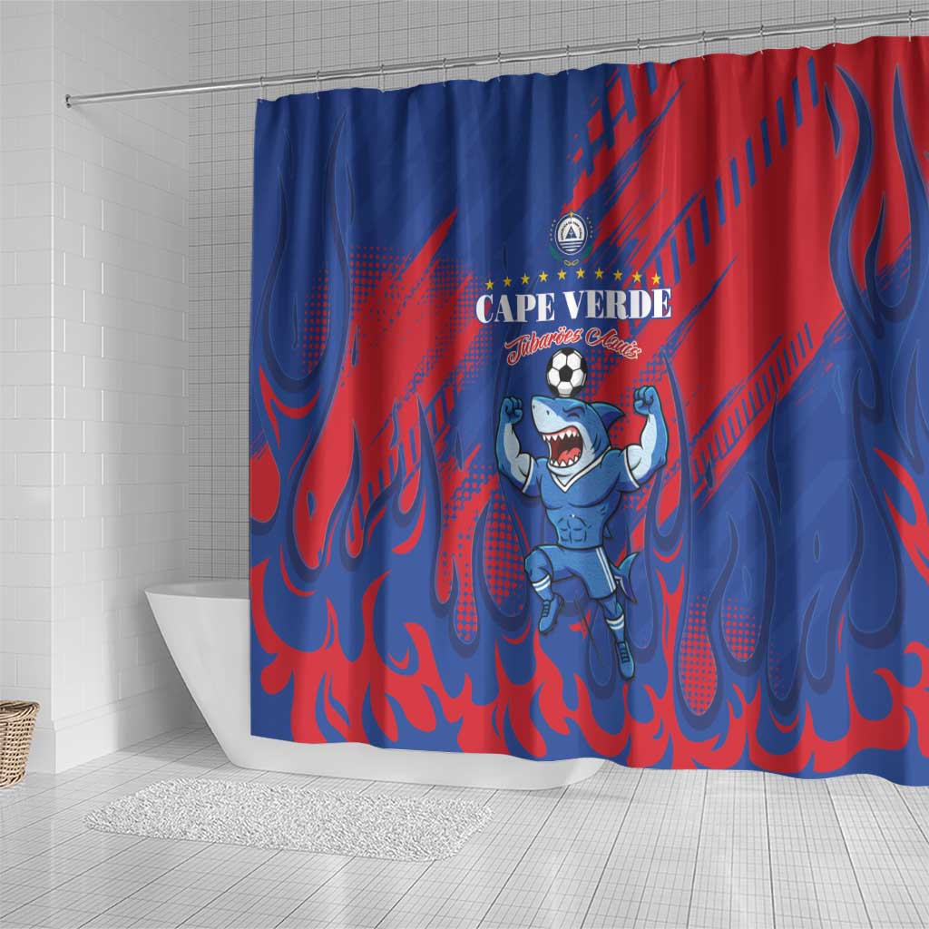 Cape Verde Football Shower Curtain Blue Sharks - Pride of the Islands - African Pride