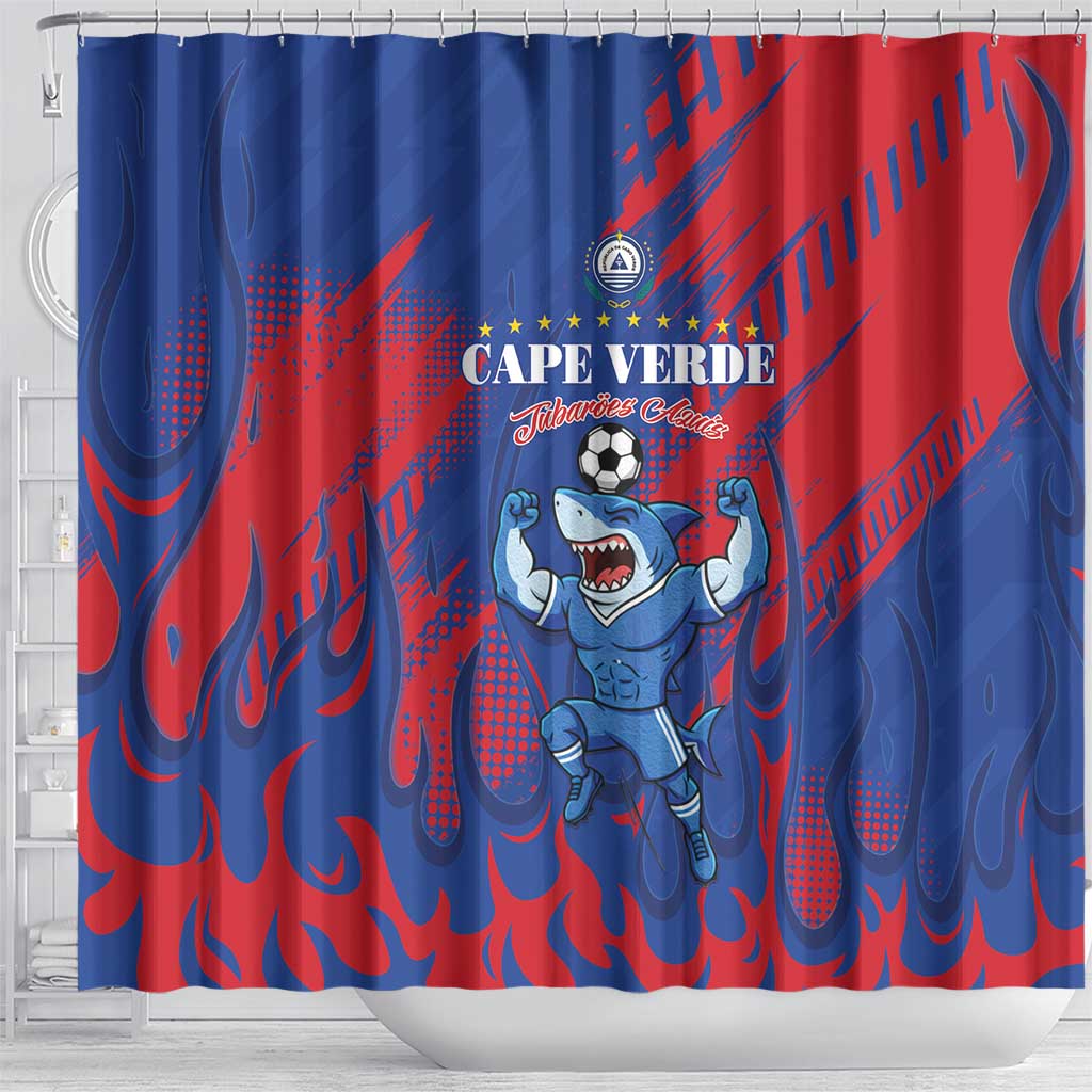 Cape Verde Football Shower Curtain Blue Sharks - Pride of the Islands - African Pride