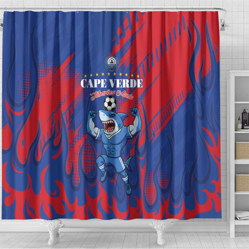 Cape Verde Football Shower Curtain Blue Sharks - Pride of the Islands - African Pride
