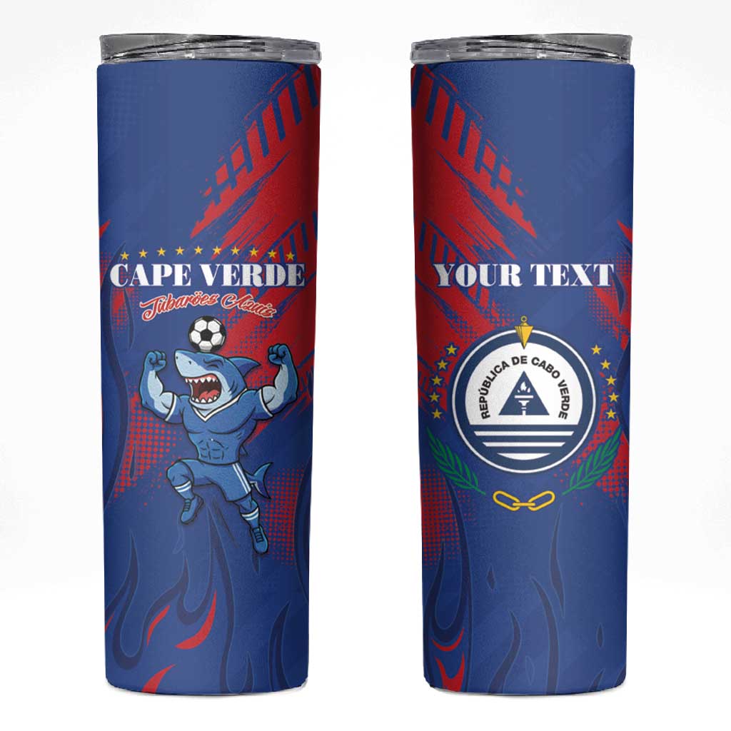 Custom Cape Verde Football Skinny Tumbler Blue Sharks - Pride of the Islands - African Pride