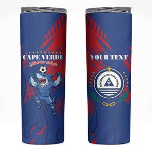 Custom Cape Verde Football Skinny Tumbler Blue Sharks - Pride of the Islands - African Pride