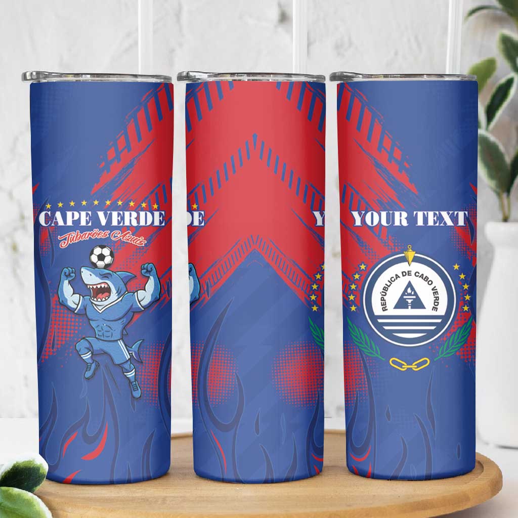 Custom Cape Verde Football Skinny Tumbler Blue Sharks - Pride of the Islands - African Pride