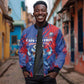 Custom Cape Verde Football Sleeve Zip Bomber Jacket Blue Sharks - Pride of the Islands - African Pride