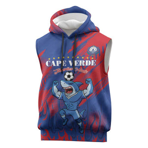 Custom Cape Verde Football Sleeveless Hoodie Blue Sharks - Pride of the Islands - African Pride