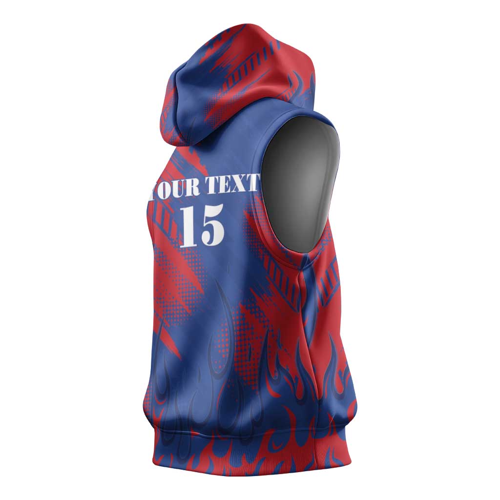 Custom Cape Verde Football Sleeveless Hoodie Blue Sharks - Pride of the Islands - African Pride