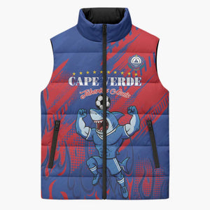 Custom Cape Verde Football Sleeveless Puffer Jacket One Team One Victory