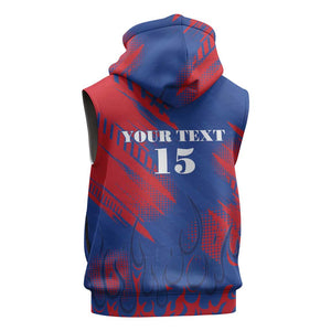 Custom Cape Verde Football Sleeveless Zip Hoodie Blue Sharks - Pride of the Islands - African Pride