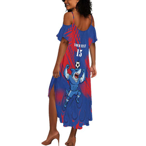 Custom Cape Verde Football Summer Maxi Dress Blue Sharks - Pride of the Islands - African Pride