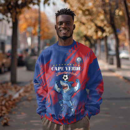Custom Cape Verde Football Sweatshirt Blue Sharks - Pride of the Islands - African Pride