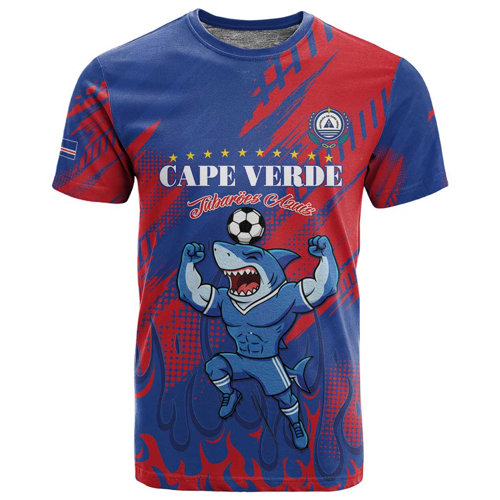 Custom Cape Verde Football T shirt Blue Sharks - Pride of the Islands - African Pride