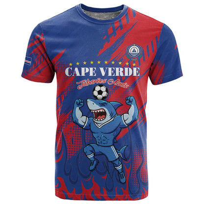 Custom Cape Verde Football T shirt Blue Sharks - Pride of the Islands - African Pride