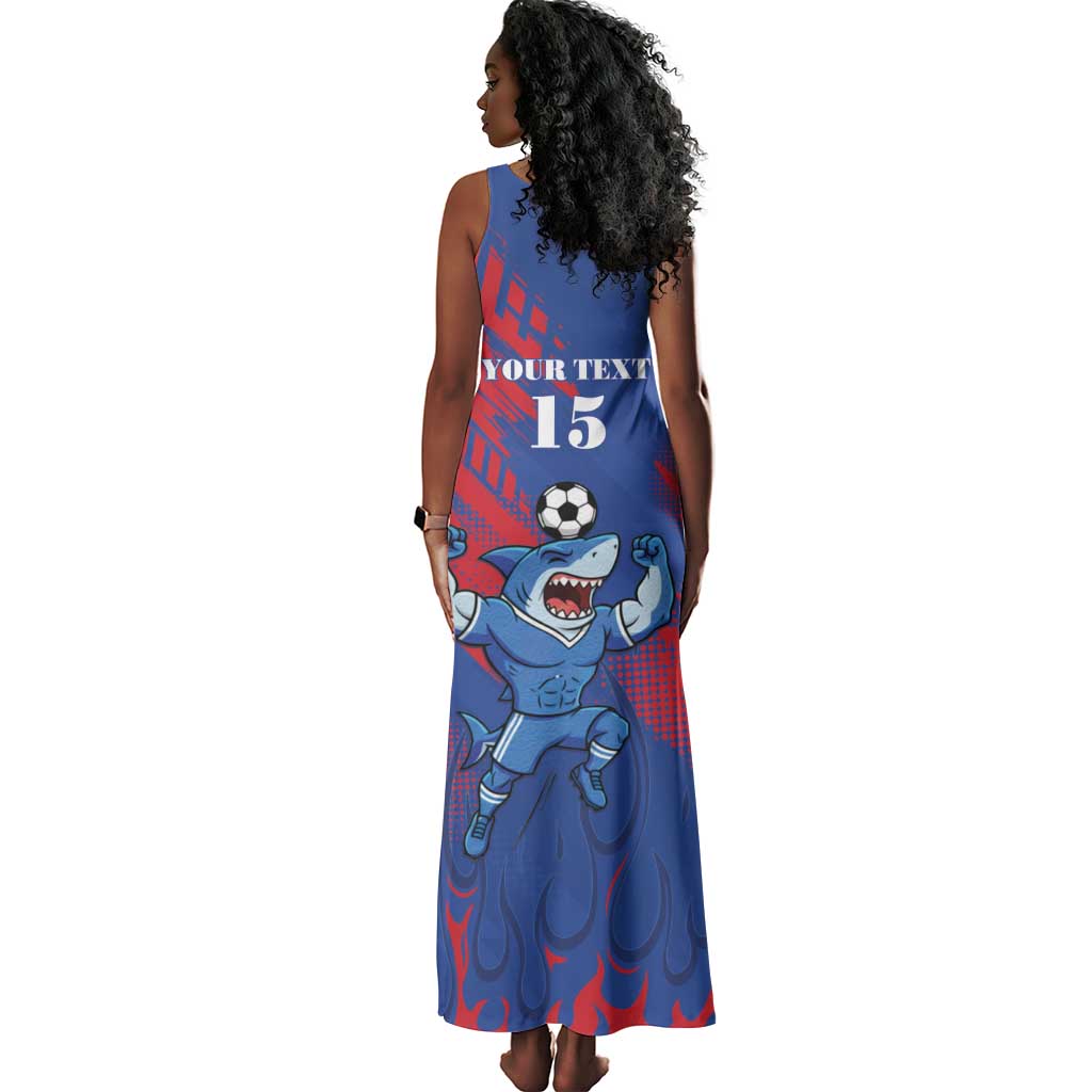 Custom Cape Verde Football Tank Maxi Dress Blue Sharks - Pride of the Islands - African Pride