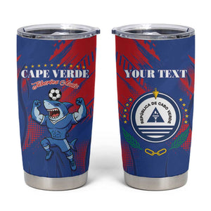 Custom Cape Verde Football Tumbler Cup Blue Sharks - Pride of the Islands - African Pride