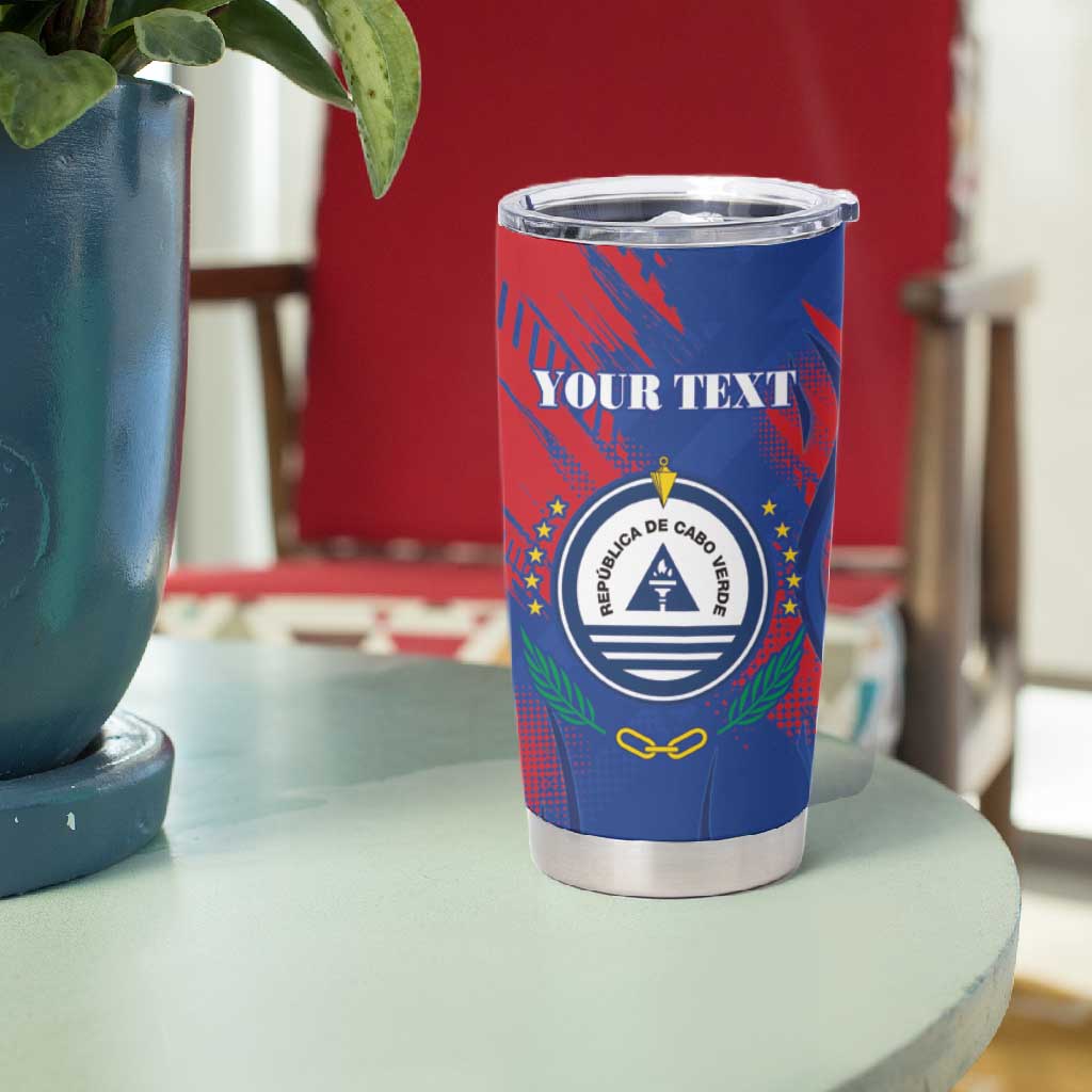 Custom Cape Verde Football Tumbler Cup Blue Sharks - Pride of the Islands - African Pride