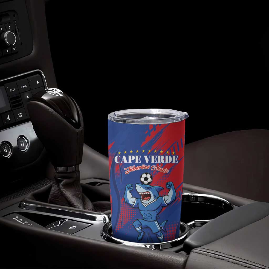 Custom Cape Verde Football Tumbler Cup Blue Sharks - Pride of the Islands - African Pride