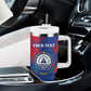 Custom Cape Verde Football Tumbler With Handle Blue Sharks - Pride of the Islands - African Pride