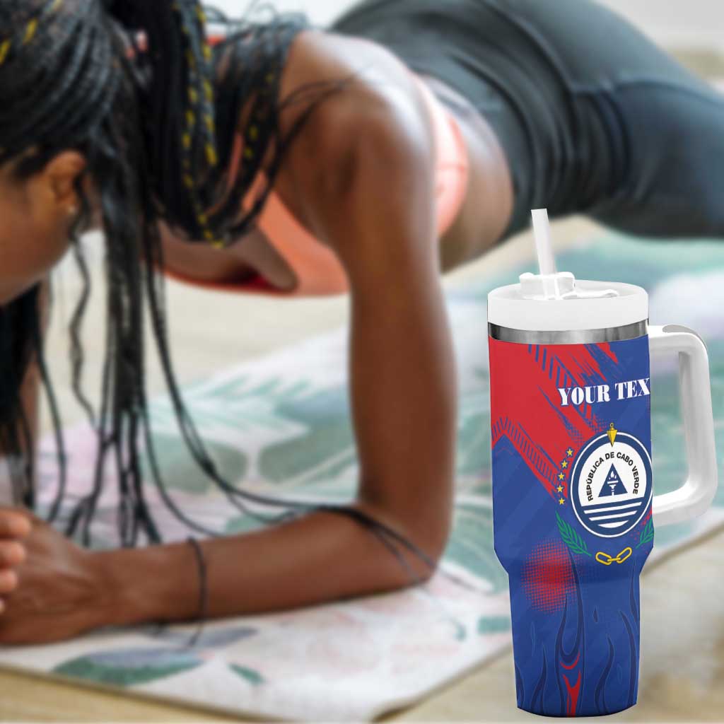 Custom Cape Verde Football Tumbler With Handle Blue Sharks - Pride of the Islands - African Pride