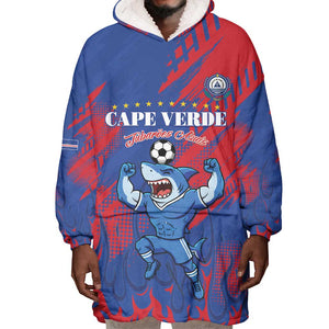 Custom Cape Verde Football Wearable Blanket Hoodie Blue Sharks - Pride of the Islands - African Pride