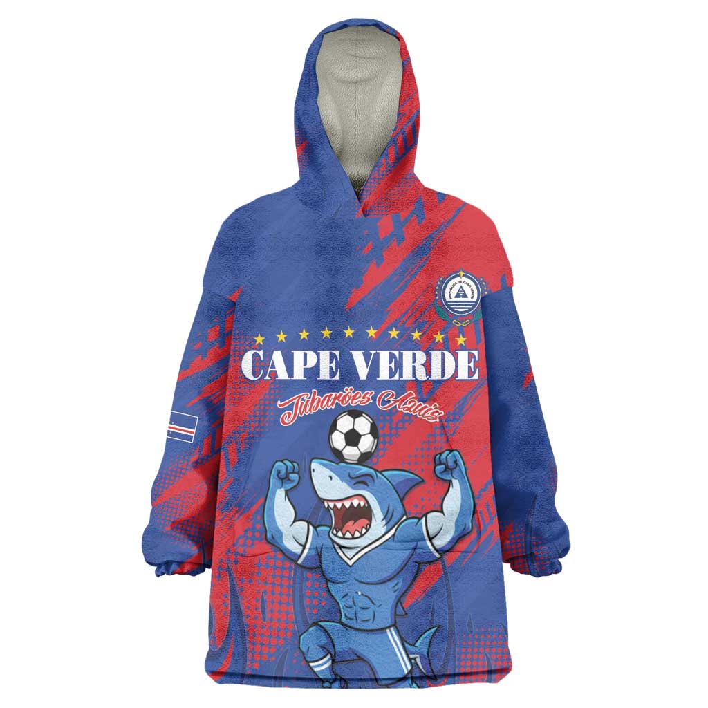 Custom Cape Verde Football Wearable Blanket Hoodie Blue Sharks - Pride of the Islands - African Pride