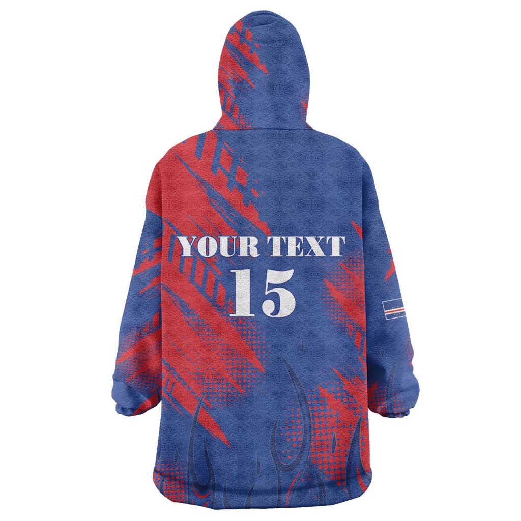 Custom Cape Verde Football Wearable Blanket Hoodie Blue Sharks - Pride of the Islands - African Pride