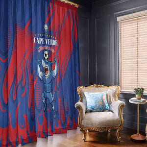 Cape Verde Football Window Curtain Blue Sharks - Pride of the Islands - African Pride