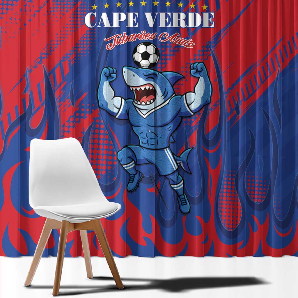 Cape Verde Football Window Curtain Blue Sharks - Pride of the Islands - African Pride