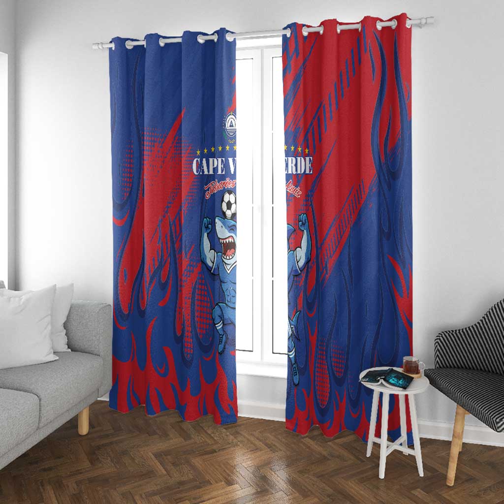 Cape Verde Football Window Curtain Blue Sharks - Pride of the Islands - African Pride