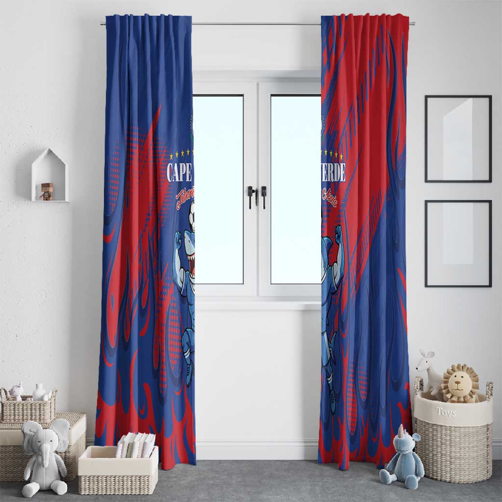 Cape Verde Football Window Curtain Blue Sharks - Pride of the Islands - African Pride